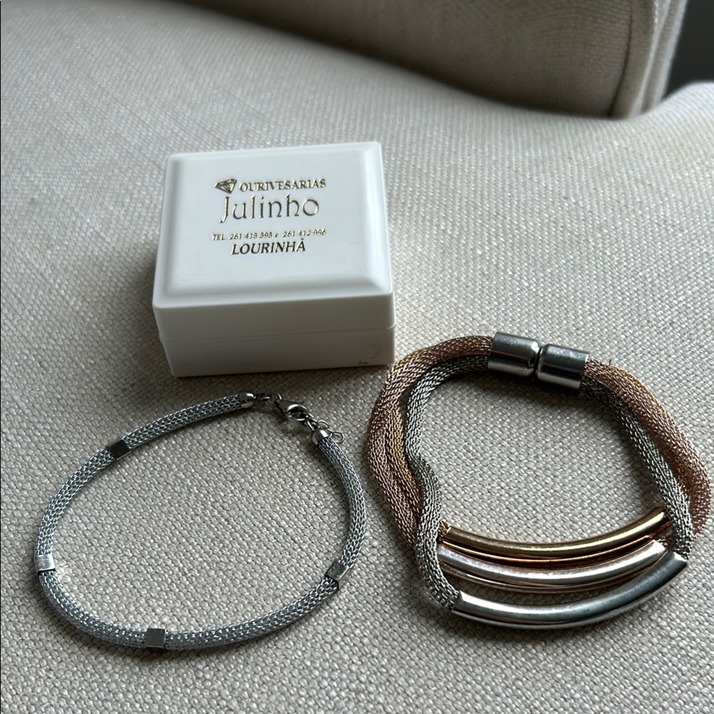Portugal Silver and Gold Tone Bracelets Set